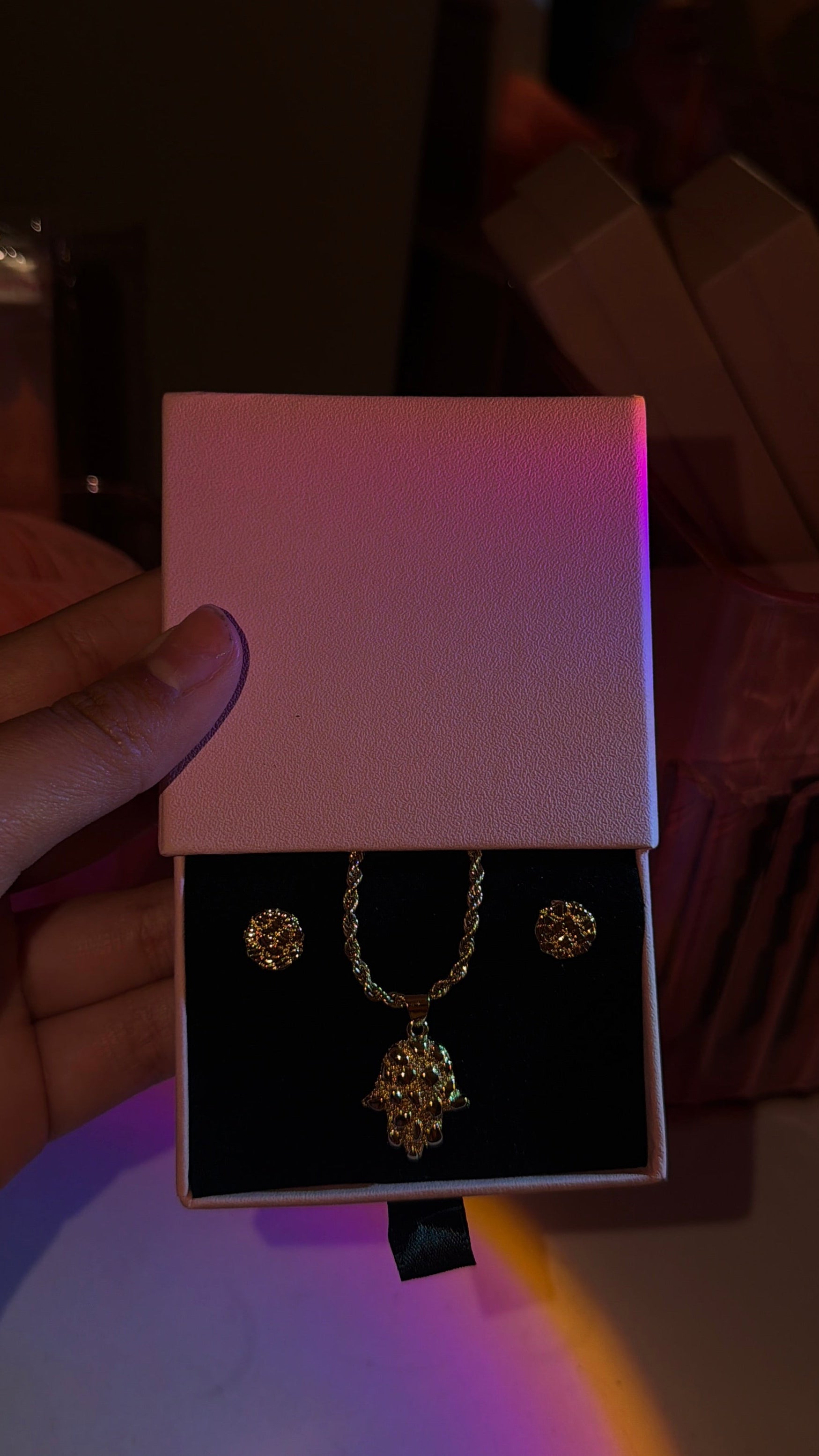 HAMSA NUGGET NECKLACE SET